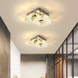 Lustra LED cu cristal JEREMIAH 34W, 2 Patrate, lumina Rece/Calda/Neutra, Dimabila, Crom Lucios - Img 3