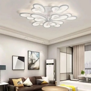 Lustra LED cu telecomanda BLOSSOM 107W, 9 Petale, lumina Rece/Calda/Neutra, Dimabila, Alb - Img 2