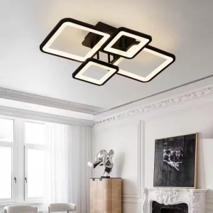 Lustra LED cu telecomanda ELLA 85W, 4 Patrate, lumina Rece/Calda/Neutra, Dimabila, Negru - Img 3