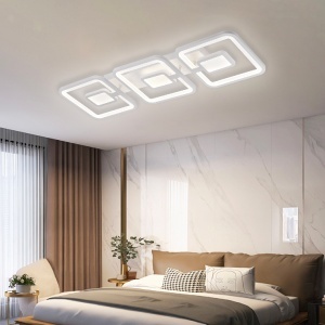 Lustra LED cu telecomanda FELIX 75W, 3 Patrate, lumina Rece/Calda/Neutra, Dimabila, Alb - Img 1