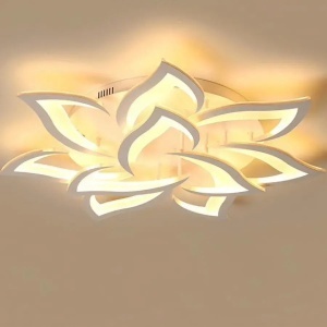Lustra LED cu telecomanda LOTUS 110W, 9 Petale, lumina Rece/Calda/Neutra, Dimabila, Alb - Img 3