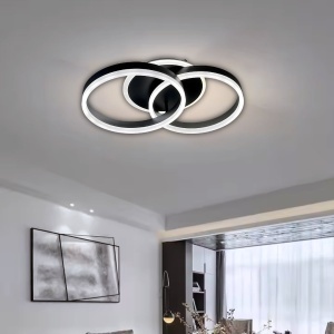 Lustra LED cu telecomanda RIGA LILITH 55W, 2 Cercuri, lumina Rece/Calda/Neutra, Dimabila, Negru - Img 1