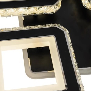 Lustra LED cu telecomanda si cristal LEILA RGB 79W, 4 Patrate, lumina Rece/Calda/Neutra, Dimabila, Negru Crom Lucios - Img 2