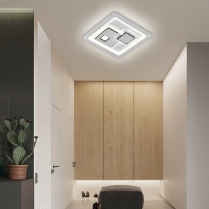 Lustra LED KEREN 24W, Diametru 26cm, Patrata, lumina Rece/Calda/Neutra, Alb - Img 1
