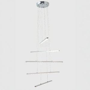 Lustra LED suspendata cu telecomanda si cristal LIBORIA 64W, lumina Rece/Calda/Neutra, Dimabila, Crom Lucios - Img 2