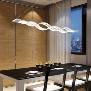 Lustra LED suspendata cu telecomanda WAVE 44W, Liniara, lumina Rece/Calda/Neutra, Dimabila, Alb, Inaltime Reglabila - Img 1