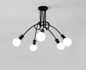 Lustra Modernist Penta 5, 5x E27, Negru, Design Modern - Img 2