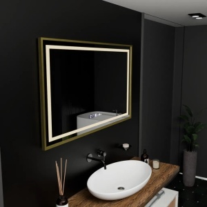 Oglinda LED Rectangulara, 100x80cm, Verite Royale Gold Motion Glow Marcello, Sistem Dezaburire, Ceas & Termometru, Dimabila - Img 3