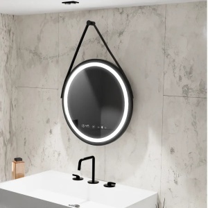 Oglinda LED Rotunda, 60cm, Celeste Majeste Noir Eleve MotionGlow Marcello, Sistem Dezaburire, Ceas & Termometru, Dimabila - Img 1