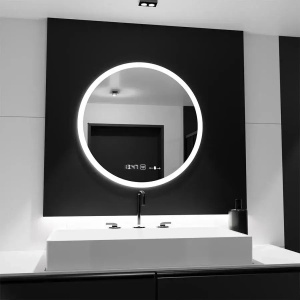 Oglinda LED Rotunda, 70cm, Elysee MotionGlow Marcello, Sistem Dezaburire, Ceas & Termometru, Dimabila - Img 1