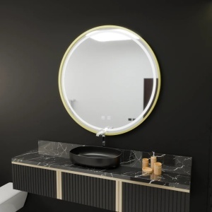Oglinda LED Rotunda, 70cm, Glanz Touch, Sistem Dezaburire, Dimabila - Img 1