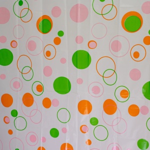 Perdea dus Hypo 4101, model buline, alb + portocaliu + verde, 180 x 180 cm - Img 2