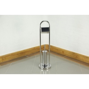 Perie WC cu suport hartie igienica, stativa, Inox - Img 2