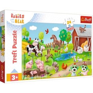 PUZZLE TREFL 24 MAXI BABIES AND THE BEAR ANIMALE LA FERMA - Img 1