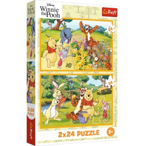 PUZZLE TREFL 2X24 DISNEY WINNIE THE POOH ZI DE JOACA CU WINNIE SI PRIETENII - Img 1