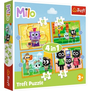 PUZZLE TREFL 4IN1 PLANETA MILO INTALNIRE CU MILO SI PRIETENII - Img 1