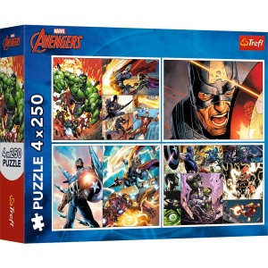 PUZZLE TREFL 4X250 AVENGERS MARVEL ZILE EROICE - Img 1