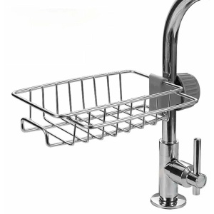 Raft organizator universal pentru bucatarie sau baie, montaj pe robinet, material otel, culoare Argintiu - Img 3