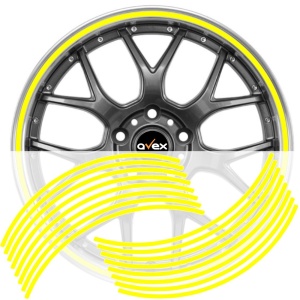 Set 16 inele din autocolant pentru jante culoare Galben Lucios - Img 1