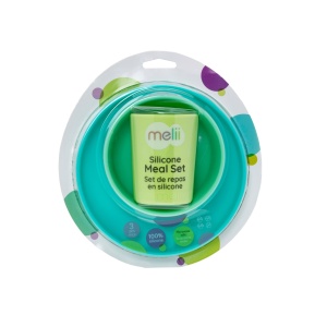 SET 3 RECIPIENTE SILICON HRANA BEBE, MELII, BLUE&LIME&MINT - Img 1