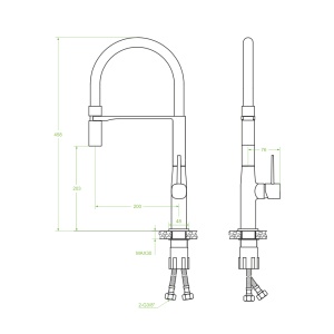 Baterie chiuveta bucatarie cu pipa flexibila Laveo POLLA, negru-auriu - Img 2