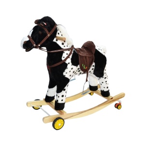Calut balansoar, lemn + plus, cu rotile, 74 cm - Img 2