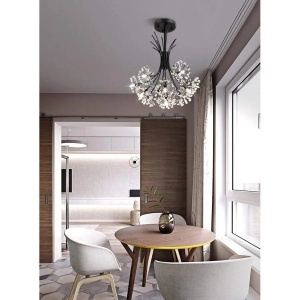 Candelabru Cristal PETERHOF Eleganza, 13x G4, Diametru 49cm, 18XG4, Negru - Img 3