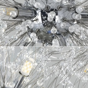 Candelabru Cristal Schonbrunn, 12x G9, Diametru 60cm, Argintiu Lucios, Inaltime Reglabila - Img 2