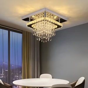 Candelabru LED Alberico Patrat, 19W, Lumina Rece/Calda/Neutra, Cristal, Crom Lucios - Img 1