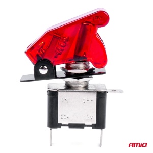 Comutator iluminat (intrerupator) cu protectie, destinatie auto, moto, ATV, SSV, Off-Road, model "TOP GUN", tensiune 12V - 24V, culoare Rosie - Img 3