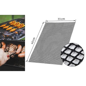 Covoras antiaderent din teflon pentru gatitul pe gratar, reutilizabil, lavabil, 40 x 33 cm - Img 1