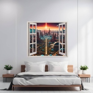 Folie imprimata color pentru decor perete locuinta, dimensiune 125 x 110cm, model: VIEW TO HAVEN 02 - Img 1
