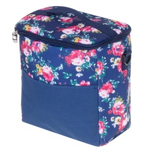 Geanta termoizolanta pentru picnic sau plaja, capacitate 11l, culoare Albastra cu flori - Img 3