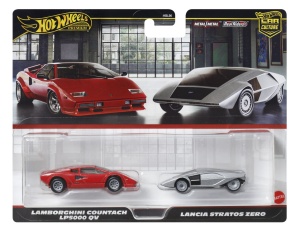 HOT WHEELS PREMIUM SET 2 MASINUTE METALICE LAMBORGHINI COUNTACH LP5000 QV SI LANCIA STRATOS ZERO SCARA 1:64 - Img 1