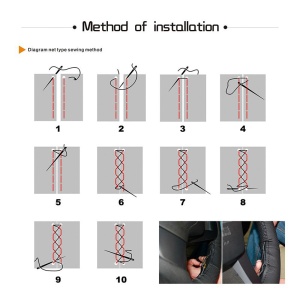 Husa volan din PIELE NATURALA CU DOUA DUNGI ROSII, pentru autoturisme, diametru 37 - 39 cm, cu ac si ata (se coase, aspect ORIGINAL) - Img 3