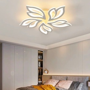 Lustra LED cu telecomanda LILY 75W, 5 Elemente, lumina Rece/Calda/Neutra, Dimabila, Alb - Img 1