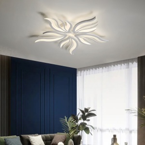 Lustra LED cu telecomanda SAKURA 60W, 5 Petale, lumina Rece/Calda/Neutra, Dimabila, Alb - Img 2