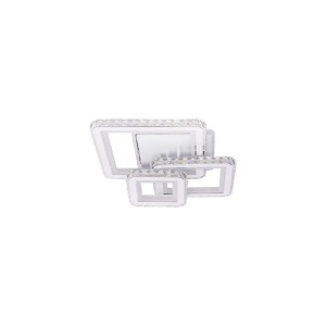 Lustra LED cu telecomanda si cristal LEILA 154W, 3 Patrate, lumina Rece/Calda/Neutra, Dimabila, Alb Crom Lucios - Img 3