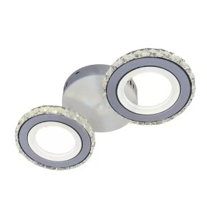 Lustra LED cu telecomanda si cristal NOVA ROTONDA 29W, 2 Cercuri, lumina Rece/Calda/Neutra, Alb - Img 1