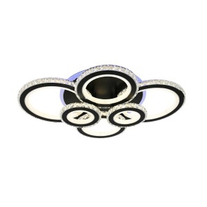 Lustra LED cu telecomanda si cristal NOVA ROTONDA RGB 154W, 6 Cercuri, lumina Rece/Calda/Neutra, Dimabila, Negru - Img 3