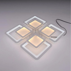 Lustra LED cu telecomanda SUSAN 77W, 4 Patrate, lumina Rece/Calda/Neutra, Dimabila, Alb - Img 3