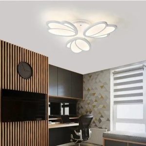Lustra LED cu telecomanda TULIP 47W, 3 Petale, lumina Rece/Calda/Neutra, Dimabila, Alb - Img 1