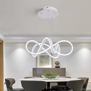 Lustra LED suspendata cu telecomanda INFINITY HALO 138W, lumina Rece/Calda/Neutra, Dimabila, Alb, Inaltime Reglabila - Img 1