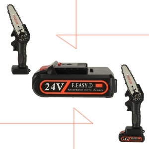 Mini ferastrau electric cu lant, baterie de 24V si valiza de transport - Img 4