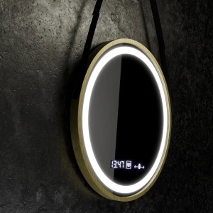 Oglinda LED Rotunda, 60cm, Celeste Royale Gold Eleve MotionGlow Marcello, Sistem Dezaburire, Ceas & Termometru, Dimabila - Img 1