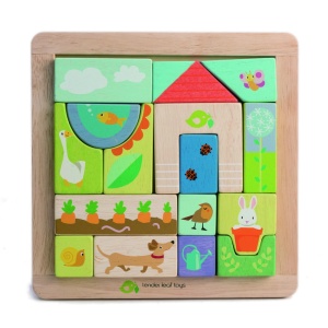 Puzzle educativ ilustratii din gradina, din lemn, 17 piese - Img 1