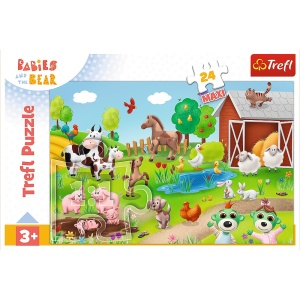 PUZZLE TREFL 24 MAXI BABIES AND THE BEAR ANIMALE LA FERMA - Img 3
