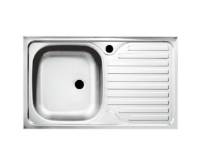 Set Masca Chiuveta Wenghe 80 cm X 50 cm X 80 cm, chiuveta inox cuva stanga, baterie inox rotunda si sifon scurgere - Img 2