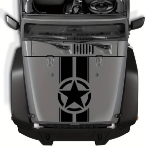 Sticker autoadeziv pentru vehicule Off Road, model "Army Star", dimensiune 90 x 43 cm, culoare Neagra - Img 1
