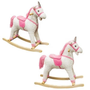 Unicorn balansoar, lemn + plus, roz, 78x28x68 cm - Img 2